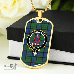 ScottishPlaid Storrie Modern Clan Tartan Dog Tag Necklace - Crest Classic Scottish Plaid Tartan Plaid