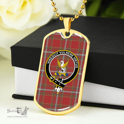ScottishPlaid Stewart of Fingask Weathered Clan Tartan Dog Tag Necklace - Crest Classic Scottish Plaid Tartan Plaid