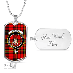 Scottish Brodie Clan Tartan Dog Tag Necklace - Crest Classic Scottish Plaid Tartan Plaid