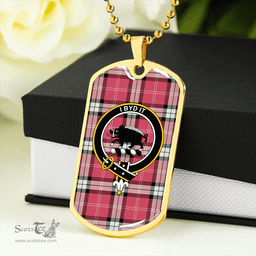 ScottishPlaid Nisbet Dress Rose (Nisbit Dress Rose) Ancient Clan Tartan Dog Tag Necklace - Crest Classic Scottish Plaid Tartan Plaid