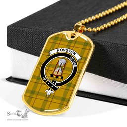 Scottish Houston Clan Tartan Dog Tag Necklace - Crest Classic Scottish Plaid Tartan Plaid
