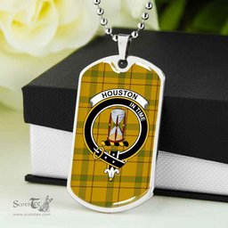 Scottish Houston Clan Tartan Dog Tag Necklace - Crest Classic Scottish Plaid Tartan Plaid