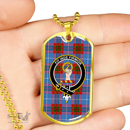 ScottishPlaid Skirving Clan Tartan Dog Tag Necklace - Crest Classic Scottish Plaid Tartan Plaid