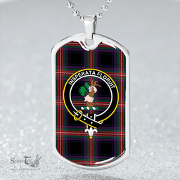 ScottishPlaid Watt (Wate) Modern Clan Tartan Dog Tag Necklace - Crest Classic Scottish Plaid Tartan Plaid