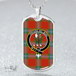 ScottishPlaid MacLaine of LochBuie (Cockburn) (MacLaine of LochBuie) Ancient Clan Tartan Dog Tag Necklace - Crest Classic Scottish Plaid Tartan Plaid