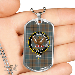 ScottishPlaid Wishart Hunting Weathered Clan Tartan Dog Tag Necklace - Crest Classic Scottish Plaid Tartan Plaid
