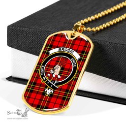 Scottish Brodie Clan Tartan Dog Tag Necklace - Crest Classic Scottish Plaid Tartan Plaid