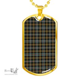 Scottish Farquharson Weathered Clan Tartan Dog Tag Necklace - Classic Scottish Plaid Tartan Plaid