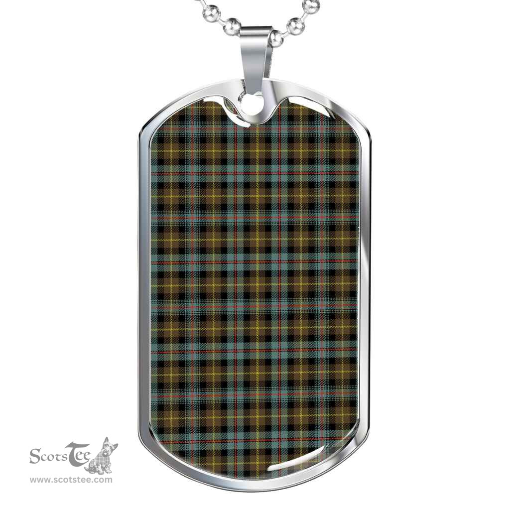 Scottish Farquharson Weathered Clan Tartan Dog Tag Necklace - Classic Scottish Plaid Tartan Plaid