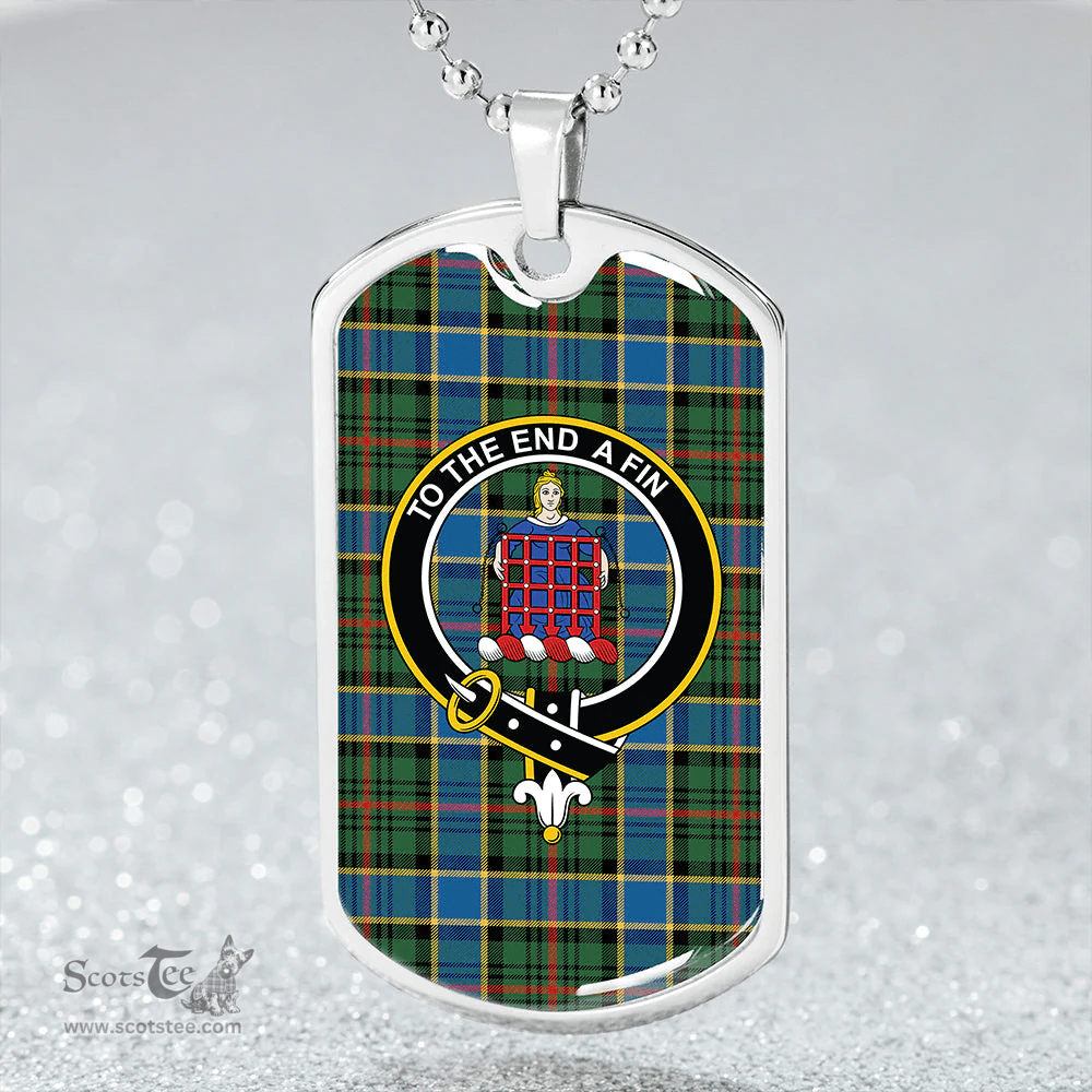 ScottishPlaid Ogilvie of Inverarity (Wilson) Ancient Clan Tartan Dog Tag Necklace - Crest Classic Scottish Plaid Tartan Plaid