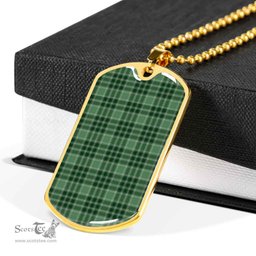 Scottish MacDonald Lord of the Isles Hunting Clan Tartan Dog Tag Necklace - Classic Scottish Plaid Tartan Plaid