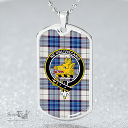 ScottishPlaid MacKellar Dress Royal Clan Tartan Dog Tag Necklace - Crest Classic Scottish Plaid Tartan Plaid