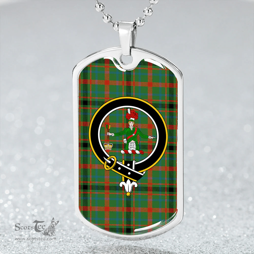 ScottishPlaid MacDonagh Ancient Clan Tartan Dog Tag Necklace - Crest Classic Scottish Plaid Tartan Plaid