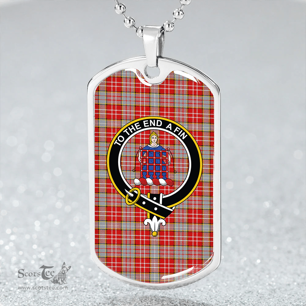 ScottishPlaid Ogilvie #2 Weathered Clan Tartan Dog Tag Necklace - Crest Classic Scottish Plaid Tartan Plaid