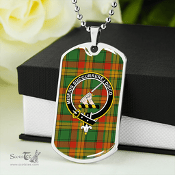 ScottishPlaid MacMillan Ancient Clan Tartan Dog Tag Necklace - Crest Classic Scottish Plaid Tartan Plaid