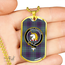 ScottishPlaid Oliphant Weathered Clan Tartan Dog Tag Necklace - Crest Classic Scottish Plaid Tartan Plaid