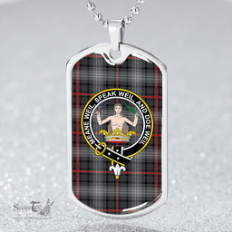 ScottishPlaid Urquhart #2 Modern Clan Tartan Dog Tag Necklace - Crest Classic Scottish Plaid Tartan Plaid