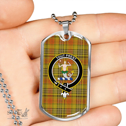 ScottishPlaid Murray Mungo Weathered Clan Tartan Dog Tag Necklace - Crest Classic Scottish Plaid Tartan Plaid