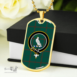 ScottishPlaid Pearson #2 Modern Clan Tartan Dog Tag Necklace - Crest Classic Scottish Plaid Tartan Plaid