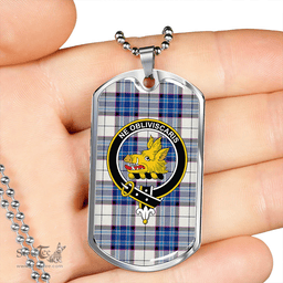 ScottishPlaid MacKellar Dress Royal Clan Tartan Dog Tag Necklace - Crest Classic Scottish Plaid Tartan Plaid