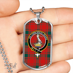 ScottishPlaid MacQuarrie (MacGuarie) Modern Clan Tartan Dog Tag Necklace - Crest Classic Scottish Plaid Tartan Plaid