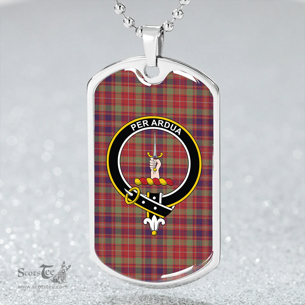 ScottishPlaid MacIntyre #2 Weathered Clan Tartan Dog Tag Necklace - Crest Classic Scottish Plaid Tartan Plaid