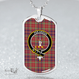 ScottishPlaid MacIntyre #2 Weathered Clan Tartan Dog Tag Necklace - Crest Classic Scottish Plaid Tartan Plaid