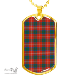 Scottish Chisholm Ancient Clan Tartan Dog Tag Necklace - Classic Scottish Plaid Tartan Plaid
