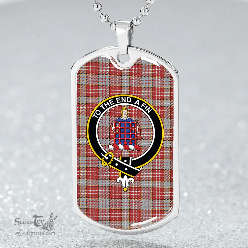 ScottishPlaid Ogilvie #2 Clan Tartan Dog Tag Necklace - Crest Classic Scottish Plaid Tartan Plaid