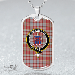 ScottishPlaid Ogilvie #2 Clan Tartan Dog Tag Necklace - Crest Classic Scottish Plaid Tartan Plaid
