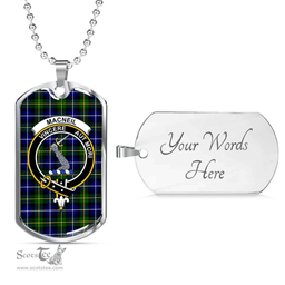 Scottish MacNeill of Barra Clan Tartan Dog Tag Necklace - Crest Classic Scottish Plaid Tartan Plaid