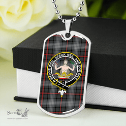 ScottishPlaid Urquhart #2 Modern Clan Tartan Dog Tag Necklace - Crest Classic Scottish Plaid Tartan Plaid