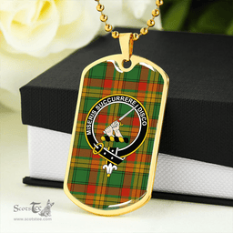 ScottishPlaid MacMillan Ancient Clan Tartan Dog Tag Necklace - Crest Classic Scottish Plaid Tartan Plaid