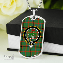 ScottishPlaid MacDonagh Ancient Clan Tartan Dog Tag Necklace - Crest Classic Scottish Plaid Tartan Plaid