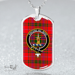 ScottishPlaid MacDowall Clan Tartan Dog Tag Necklace - Crest Classic Scottish Plaid Tartan Plaid