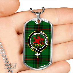 ScottishPlaid Primrose Clan Tartan Dog Tag Necklace - Crest Classic Scottish Plaid Tartan Plaid
