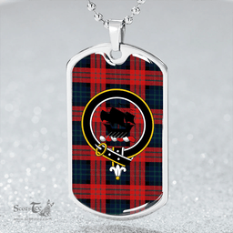 ScottishPlaid MacInroy #2 (Personal) Modern Clan Tartan Dog Tag Necklace - Crest Classic Scottish Plaid Tartan Plaid