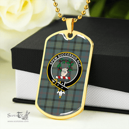 ScottishPlaid Ross Hunting Weathered Clan Tartan Dog Tag Necklace - Crest Classic Scottish Plaid Tartan Plaid