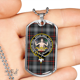 ScottishPlaid Urquhart #2 Modern Clan Tartan Dog Tag Necklace - Crest Classic Scottish Plaid Tartan Plaid