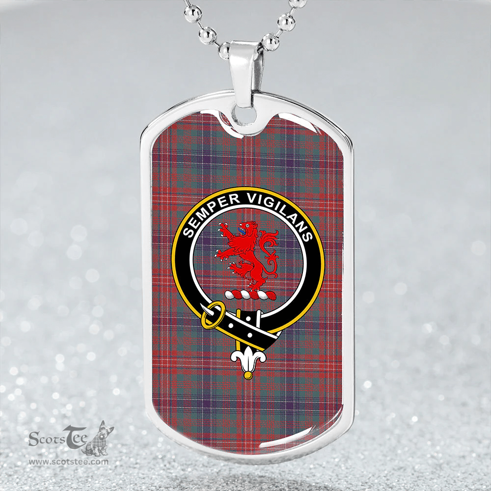 ScottishPlaid Wilson Weathered Clan Tartan Dog Tag Necklace - Crest Classic Scottish Plaid Tartan Plaid