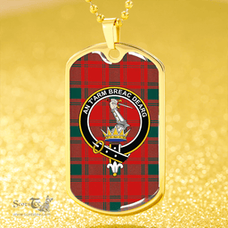 ScottishPlaid MacQuarrie (MacGuarie) Modern Clan Tartan Dog Tag Necklace - Crest Classic Scottish Plaid Tartan Plaid