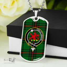 ScottishPlaid Primrose Clan Tartan Dog Tag Necklace - Crest Classic Scottish Plaid Tartan Plaid