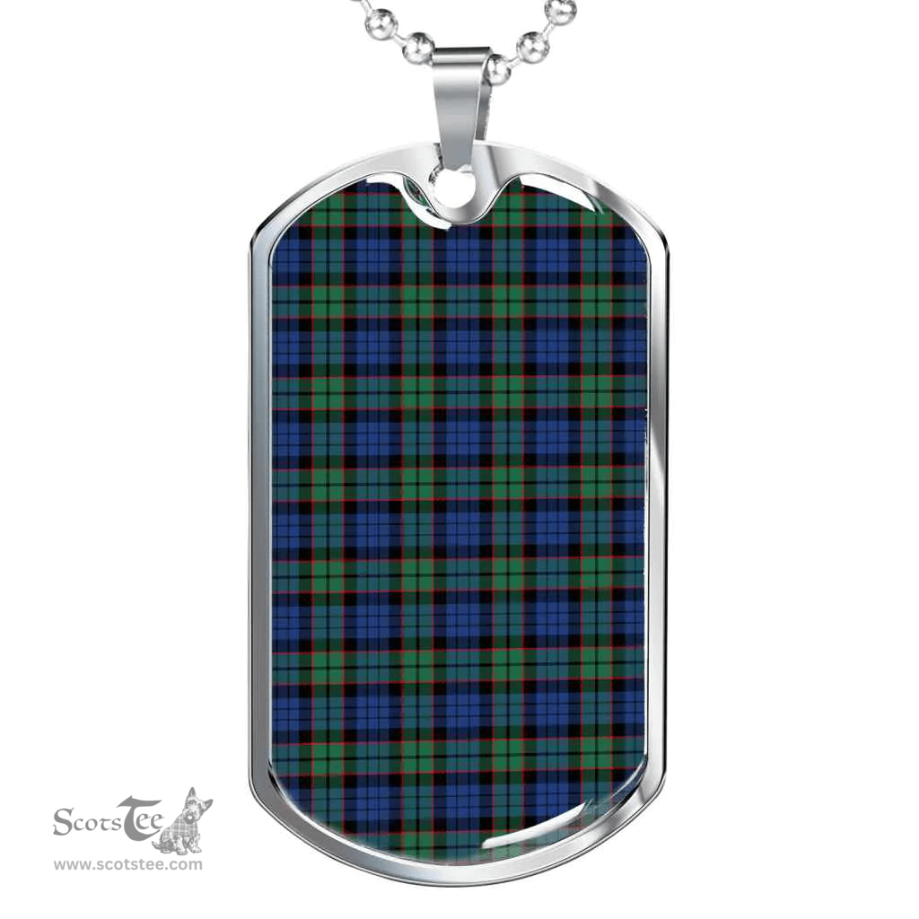 Scottish Fletcher Ancient Clan Tartan Dog Tag Necklace - Classic Scottish Plaid Tartan Plaid