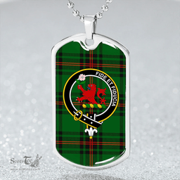 ScottishPlaid Primrose Clan Tartan Dog Tag Necklace - Crest Classic Scottish Plaid Tartan Plaid