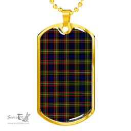 Scottish MacLellan Modern Clan Tartan Dog Tag Necklace - Classic Scottish Plaid Tartan Plaid