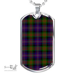 Scottish Cameron of Erracht Modern Clan Tartan Dog Tag Necklace - Classic Scottish Plaid Tartan Plaid