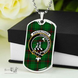 Scottish Anstruther Clan Tartan Dog Tag Necklace - Crest Classic Scottish Plaid Tartan Plaid