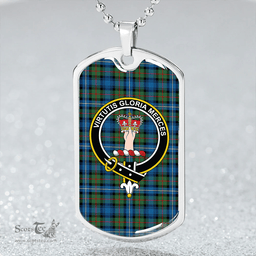 ScottishPlaid Robertson Hunting Ancient Clan Tartan Dog Tag Necklace - Crest Classic Scottish Plaid Tartan Plaid