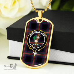 ScottishPlaid Watt (Wate) Modern Clan Tartan Dog Tag Necklace - Crest Classic Scottish Plaid Tartan Plaid