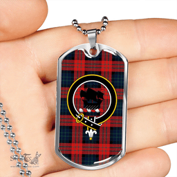 ScottishPlaid MacInroy #2 (Personal) Modern Clan Tartan Dog Tag Necklace - Crest Classic Scottish Plaid Tartan Plaid